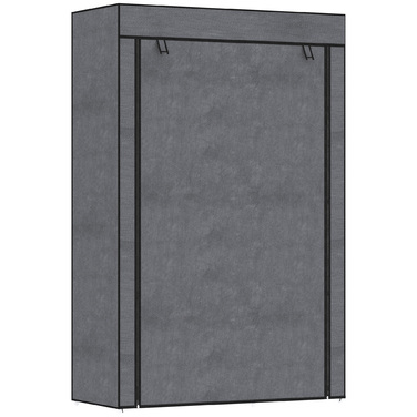 HOMCOM Clothes Closet Fabric Wardrobe with Clothes Rail, 6 Compartments, Foldable Wardrobe in Felt-like Fabric, Folding Closet for Bedroom, Hallway, Dark Grey, 103 x 43 x 162.5 cm | Aosom