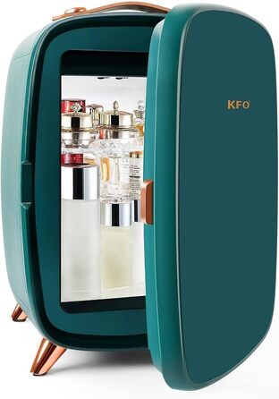 Міні-холодильник KFO з LED-дзеркалом, 6 літрів: портативний косметичний холодильник для макіяжу, 3 режими підсвічування (яскравий/приглушений/зіркове світло), охолодження до 6°C, тиха робота 20dB (зелений)