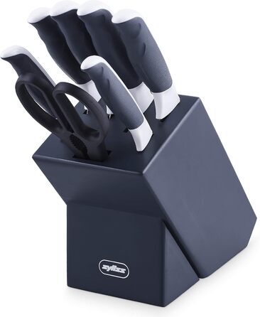 Zyliss Comfort Knife Block Set - 7 Piece Japanese Stainless Steel Kitchen Knife Set with Block, Dishwasher Safe, 5-Year Warranty