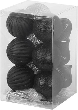 Чорні новорічні прикраси SLEETLY 28 шт. - кулі, льодинці, сніжинки. Стійкі до пошкоджень, пластикові