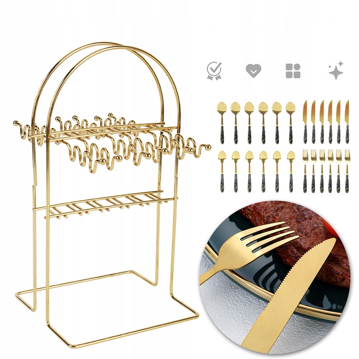 Набір столових приборів 24 предмети, нержавіюча сталь, ручки під мармур, подарунковий набір