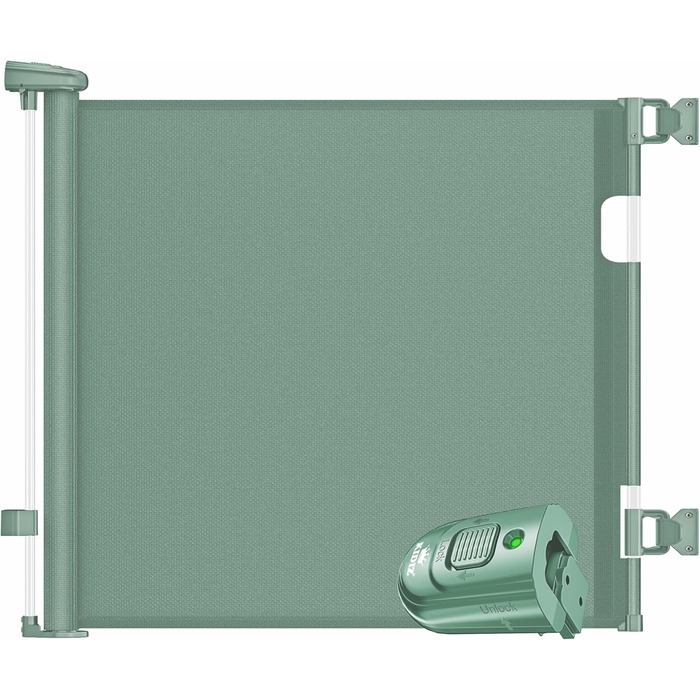 Захист для сходів KIDIZ® - розтяжний захист для дітей та домашніх тварин | Сітка-захист для сходів та дверей | З кріпленням до підлоги та аксесуарами для монтажу (0-180 см, Зелений)