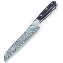 Ніж HansaKüche Santoku з дамаської сталі: професійний кухонний ніж з G10 ручкою, 67 шарів, висока якість