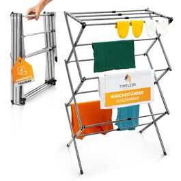 Складаний сушильник для білизни - компактний, 6 рівнів, 11 стійок, сірий. Підходить для ванної, балкону, дверей та душу.