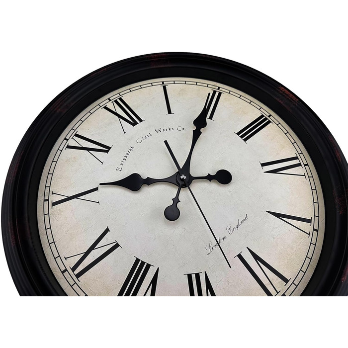 DIYZON Round Classic Wall Clock, Silent Non-Ticking, 40 cm High-Quality Quartz Vintage Clock, Large Number Retro Decorative Clock, Battery Operated, Easy to Read for Home, Kitchen, Dining Room (Black Brown, 40CM)