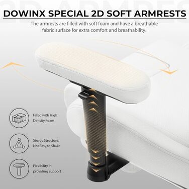 Ігровий крісло Dowinx з тканиною та кишеньковим пружинним подушками, ергономічний ігровий крісло з функцією масажу, велике та високе комп'ютерне крісло з підніжкою XXL, білий, Komf-AL