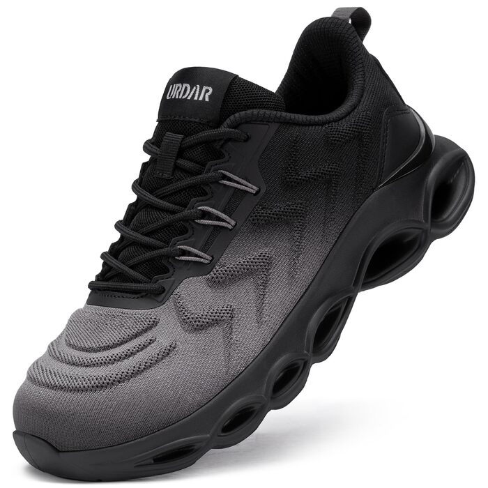 Черевики захисні чоловічі/жіночі LARNMERN зі сталевим підноском. Легкі, зручні, кольорові. Розмір 47 EU, темно-сірий.