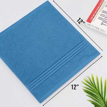 Набір м'яких махрових рушників для обличчя та тіла Utopia Towels, 100% бавовна, 30x30 см, сіро-блакитний, 12 шт.
