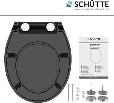 Слімова сидіння для унітаза SCHÜTTE SLIM з мікроліфтом (м'яке закриття), Duroplast, чорний колір, витримує до 175 кг