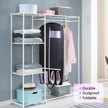 Чохол для одягу дорогий, 137 см, MISSLO - дорожній, з великими кишенями, чорний