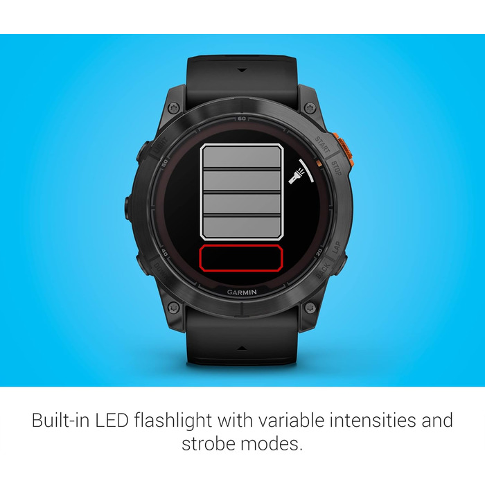 Розумний годинник Garmin fēnix 7X Pro Solar з GPS, сонячною зарядкою та ліхтариком, 51 мм, чорний ремінець, сірий корпус