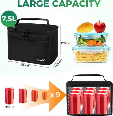 Чохол-холодильник для обіду Mini (Чорний) – Upgrade 2026, Зручний, Легкий, Зручний для роботи та школи