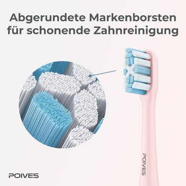 Електрична зубна щітка POIVES P1 Pro з датчиком тиску, 72000 рухів, 4 роки гарантії, 111 днів без ризику, тривалий час роботи акумулятора, колір Midnight Blue (Perlmutt Rosa)