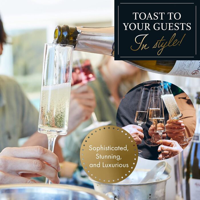 Кельхір для шампанського, набір 4 шт. – Сучасний та елегантний для жінок, чоловіків, весілля, ювілею, Різдва, дня народження – 170 мл, з кришталевого скла, 4 шт. (1 упаковка)