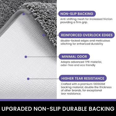 Килимок для дому 50x80 см, сірий, неслизький, миючий, для собак, супер вбираючий