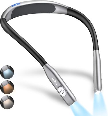 Настільна лампа Gritin для читання з регулюванням яскравості, 3 колірні температури, акумулятор 80 годин, ергономічна шийна лампа для читання в ліжку, рукоділля, ремонт