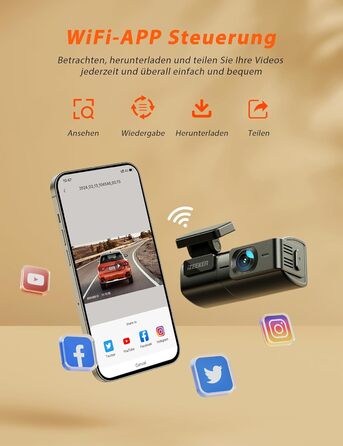 iZEEKER Dashcam 2.5K: Автомобільна камера з Wi-Fi, 1440P, 32GB, Нічне бачення, WDR, G-сенсор, Loop-запис, Паркувальний режим 24/7