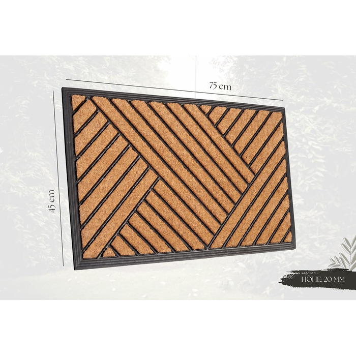 Килимок для входу Hanse Home кокосовий з гумовою основою 45x75 см для дому та вулиці