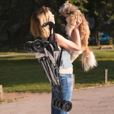 Дитяча коляска 3-в-1 для собак та котів, складна, з регульованою ручкою, 6 коліс, дихаюча сітка, великий об'єм (Блакитно-зелений) (кофе)