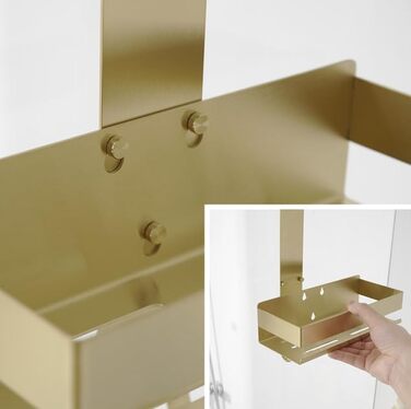 Kelelife Shower Shelf for Hanging, Gold Shower Shelf No Drilling, Stainless Steel Shower Shelf with Hooks for Frameless Glass Door, Shampoo Holder for Shower