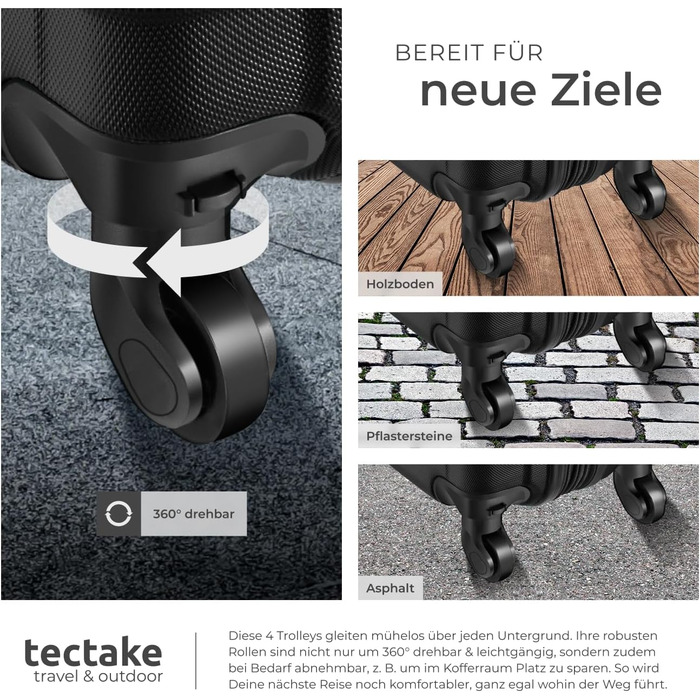 Набір валіз Tectake® 4 шт. з ABS-пластику, S-M-L-XL, з роликами, телескопічним ручками та замками, з ваговою та аксесуарами для валіз