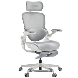 Ергономічне крісло для жінок MUSSO E80 Muse FemmePosture™ - регулювання нахилу 135°, 3D-підтримка попереку, 17см 4D-підголівник, висувна підніжка, регулювання глибини та висоти сидіння, регульовані підлокітники (сірий)