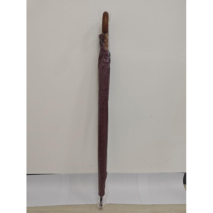 KEYHOT Windproof Umbrella - Large Stick Umbrella with Wooden Handle for Men & Women - 12 Ribs, XL - Burgundy, 118cm