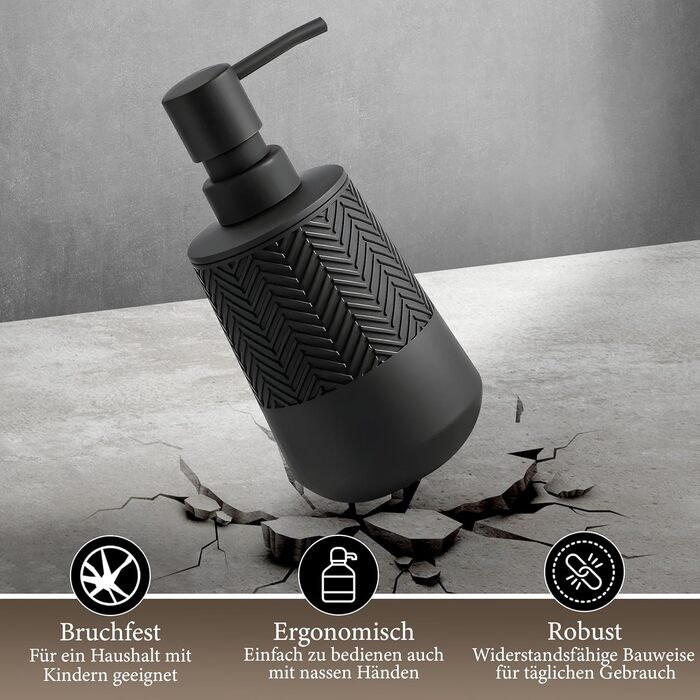Дозатор мила та мийного засобу чорного кольору, 280 мл, для кухні