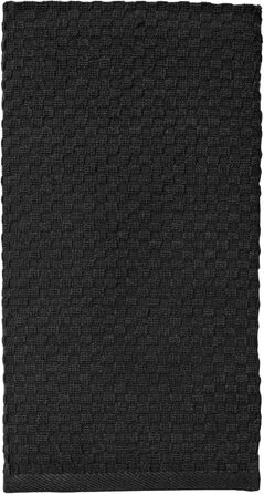 COTTON CRAFT - 12 Pack - Euro Cafe Waffle Weave Kitchen Towels 40.6 x 71.1 cm Black 420 g/m² Quality Ring-Spun 2-Ply Cotton Very Absorbent Lint-Free Versatile