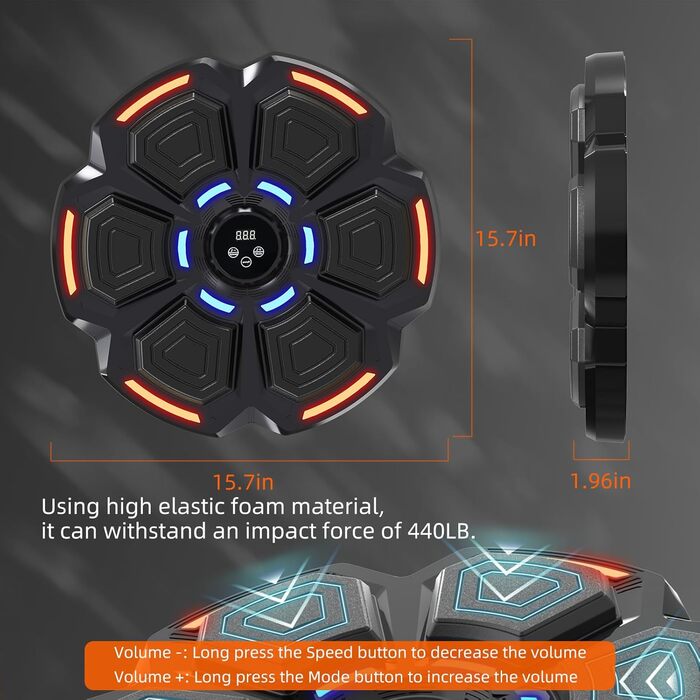 Музична боксерська машина для дорослих Snawowo - LED, Bluetooth, 9 режимів швидкості, з рукавичками
