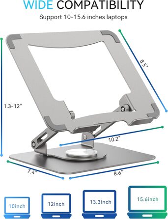 Підставка для ноутбука Soundance: регульована висота, 360° обертання, чорна, 10-15,6 дюймів