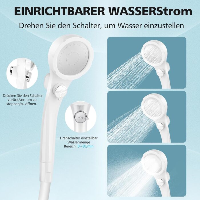 Набір для кемпінгу Campingdusche з насосом, акумулятором 7800mAh та індикатором заряду, душовий набір для кемпінгу, саду, миття авто, пляжу та тварин