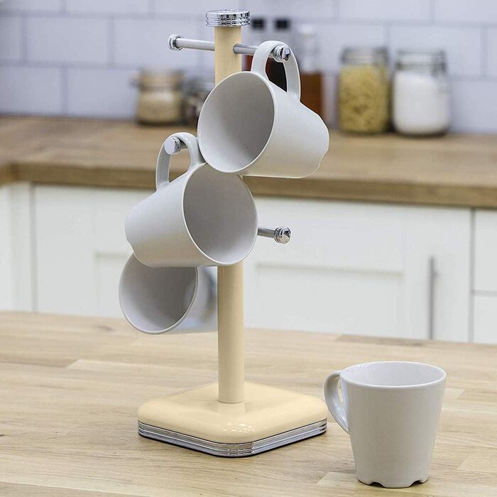 Swan SWKA1030CN Retro Teapot Stand for 6 Cups, Weighted Base, Cream