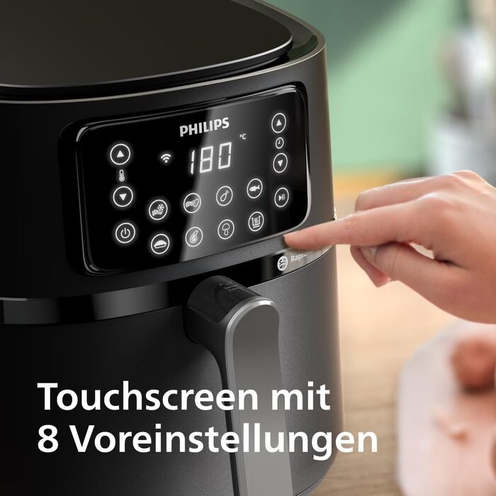 Philips Airfryer 5000 Connected Series – 16 cooking functions, 7.2 L capacity, Rapid Air technology for healthy meals, energy-saving, easy to clean (HD9285/90) 7.2 L WiFi-connected
