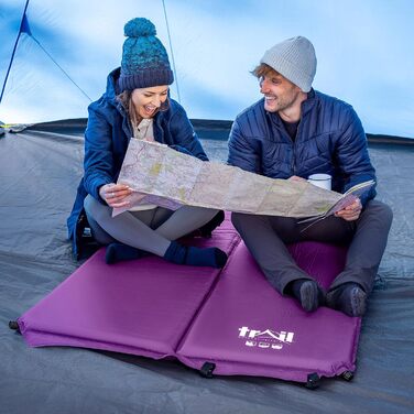 Саморозкладаючий килимок для кемпінгу/матрац для двох осіб, 5 см, фіолетовий