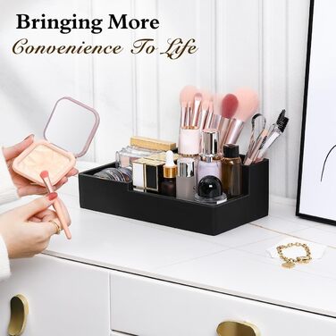 Тримач для зубних щіток Luxspire з 3 відсіками, для електричних зубних щіток, органайзер для пасти та ручок, білий, 6 відсіків, чорний