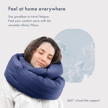 Huzi Design Infinity Pillow - Travel Pillow Neck Pillow Ideal for Travel Office Design Soft Neck Support Pillow (Navy Blue)