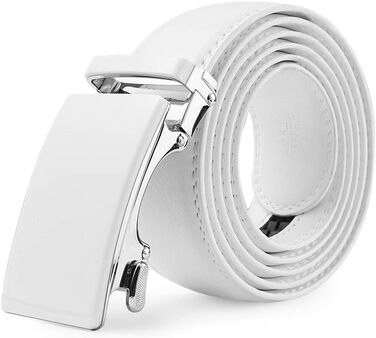 Чоловічий шкіряний ремінь на пряжці-защіпці, 35 мм, білий, 130 см (від 28' до 44' розміру талії)