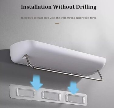 Self-adhesive Bathroom Shelf without Drilling, with Removable Towel Bar, Easy Assembly, Wall Mounting, Shower Caddy, Compact Storage Shelf for Bathroom and Kitchen, Grey