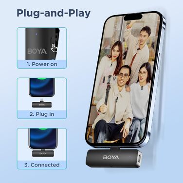 Мікрофон петличний Boya BY-V4D бездротовий для iPhone 15, Android, смартфонів, відеозйомки, подкастів, YouTube