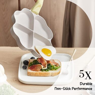 RIOVARM 4-Hole Heart Shape Egg Pan Non-Stick Coating Granite Small Frying Pans Induction Wok Pan Creative Cute Omelet Pan without PFOA Healthy Pancake Pan for Breakfast