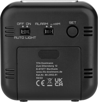 TFA Dostmann Bingo 2.0 Digital Radio Clock, 60.2552.01, High Accuracy, Radio Clock, Temperature Display, Date, L 95 x W 41 x H 96 mm White Numerals