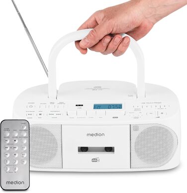 MEDION DRX-1 Plus Boombox: радіо DAB+, Bluetooth, CD-плеєр, MP3, касетний, AUX, зелений