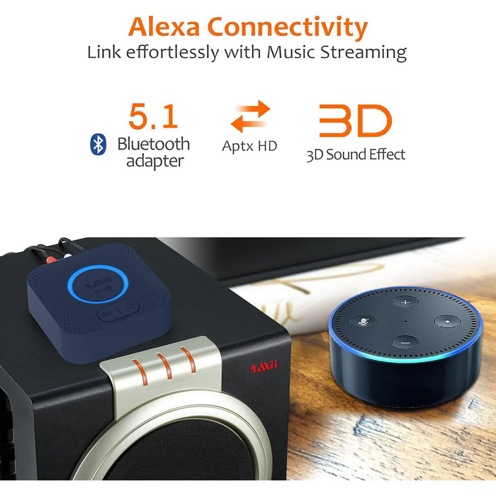 1Mii B06HD Bluetooth 5.1 Аудіоприймач: HiFi, aptX HD, Low Latency, 3.5mm/Cinch, 15 годин роботи