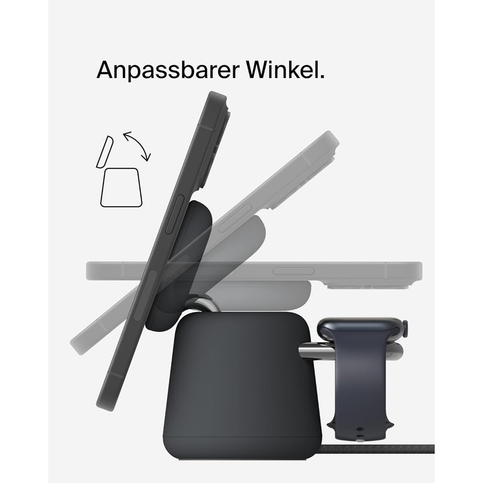 Belkin BoostCharge Pro 2-в-1: Бездротова зарядка Qi2 15W MagSafe для iPhone, Apple Watch, AirPods (Чорний)