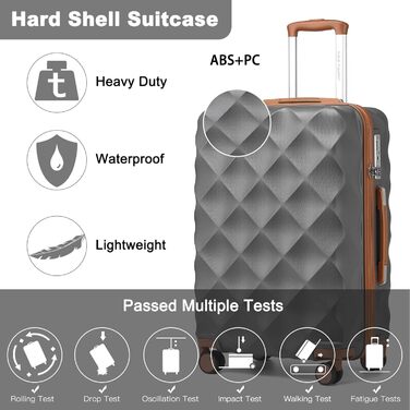 Чохол валіза British Traveller Hartschalenkoffer Groß, 74.5 x 49 x 30.5 см, сірий, з TSA-замком та 4 колесами для подорожей та бізнесу