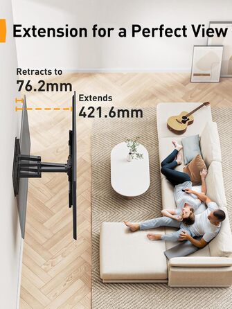 Кріплення для телевізора Perlegear PGLF8: 42-90 дюймів, до 68 кг, подвійні шарніри, регулювання, нівелювання, VESA 600x400 мм