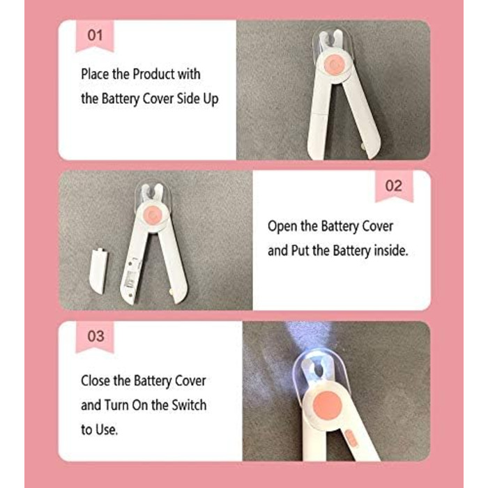 Набір для стрижки кігтів собак і котів Profi з підсвічуванням та захистом від бризок, рожевий