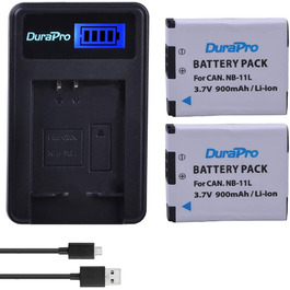 Два акумулятори DuraPro NB-11L + LCD-USB-зарядний пристрій для Canon PowerShot та ELPH/IXUS