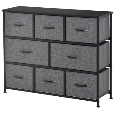 HOMCOM 8-Drawer Fabric Chest of Drawers Storage Cabinet Dresser with Handles, Metal Frame, Modern Design Closet for Bedroom, Living Room Dark Grey | Aosom